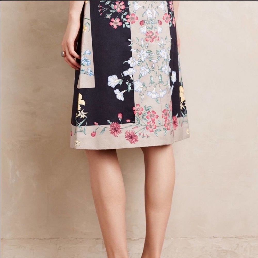 Anthropologie NWT Moulinette Souers Black Pink Italian Safi Floral A-line Skirt - Picture 10 of 16